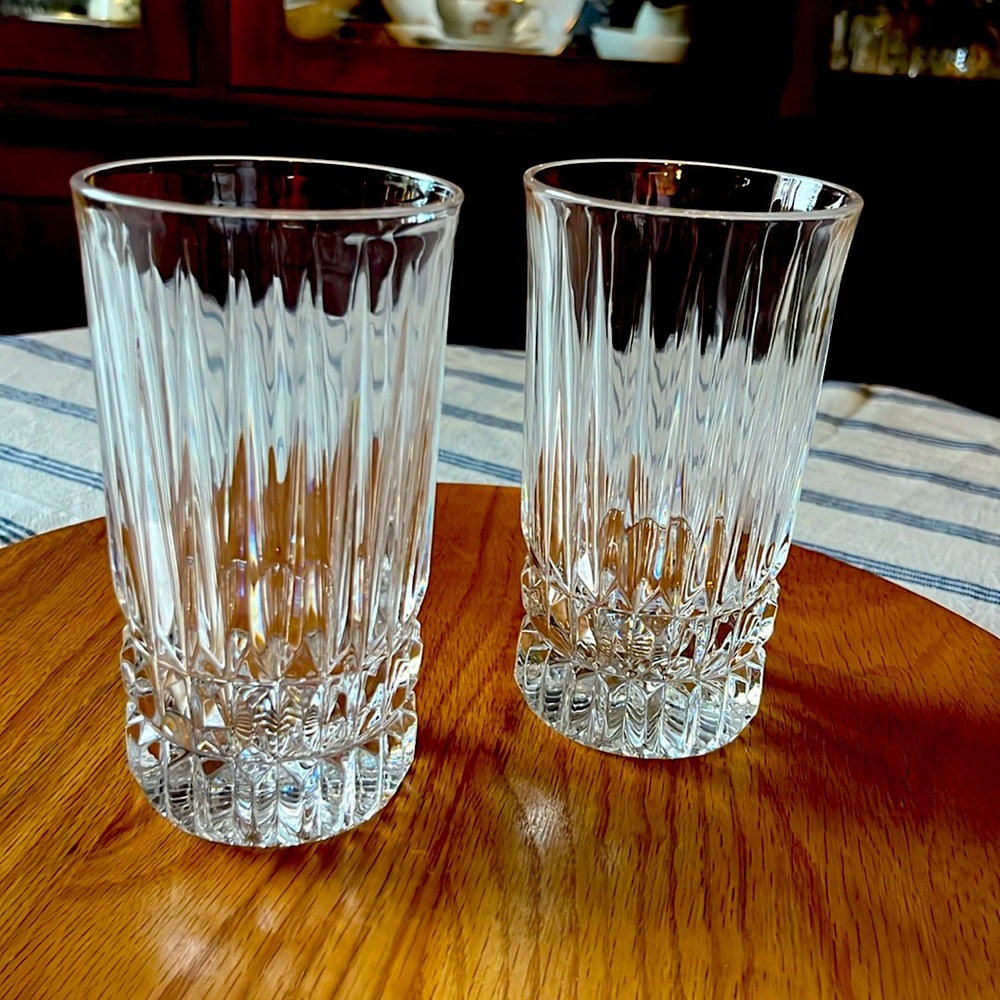(2) FOSTORIA HERITAGE 12 OZ HEAVY HIGHBALL GLASSES VINTAGE